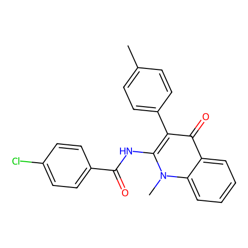 4-chloro-N-[1-methyl-3-(4-methylphenyl)-4-oxo-1,4-dihydroquinolin-2-yl]benzamide structure