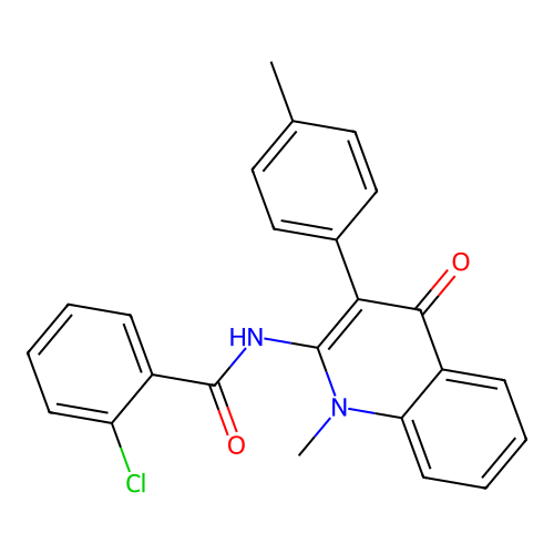 2-chloro-N-[1-methyl-3-(4-methylphenyl)-4-oxo-1,4-dihydroquinolin-2-yl]benzamide structure