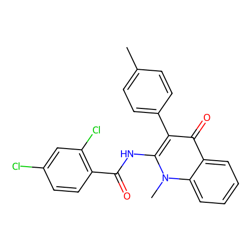 2,4-dichloro-N-[1-methyl-3-(4-methylphenyl)-4-oxo-quinolin-2-yl]benzamide structure