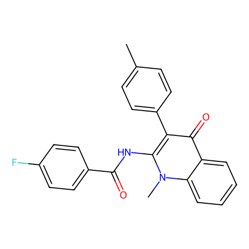 4-fluoro-N-(1-methyl-4-oxo-3-(p-tolyl)-1,4-dihydroquinolin-2-yl)benzamide structure