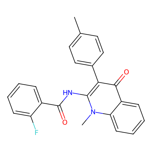 2-fluoro-N-[1-methyl-3-(4-methylphenyl)-4-oxo-1,4-dihydroquinolin-2-yl]benzamide structure