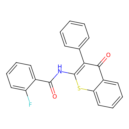 2-fluoro-N-(4-oxo-3-phenyl-4H-thiochromen-2-yl)benzamide structure