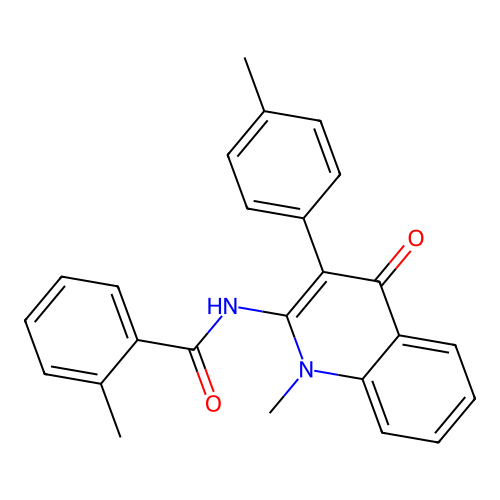 2-methyl-N-[1-methyl-3-(4-methylphenyl)-4-oxo-1,4-dihydroquinolin-2-yl]benzamide structure