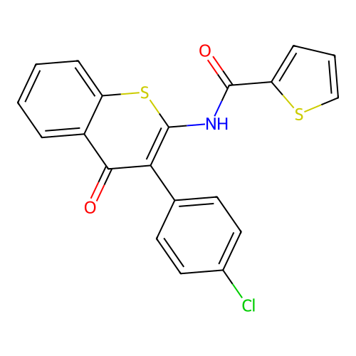 N-(3-(4-chlorophenyl)-4-oxo-4H-thiochromen-2-yl)thiophene-2-carboxamide structure