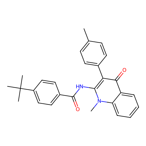 4-tert-butyl-N-[1-methyl-3-(4-methylphenyl)-4-oxoquinolin-2-yl]benzamide structure