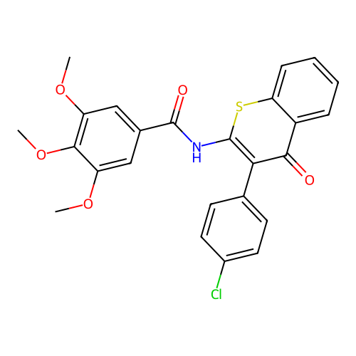 N-(3-(4-chlorophenyl)-4-oxo-4H-thiochromen-2-yl)-3,4,5-trimethoxybenzamide structure