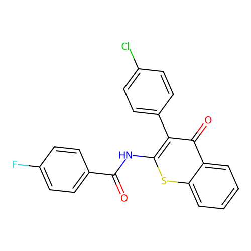 N-(3-(4-chlorophenyl)-4-oxo-4H-thiochromen-2-yl)-4-fluorobenzamide structure