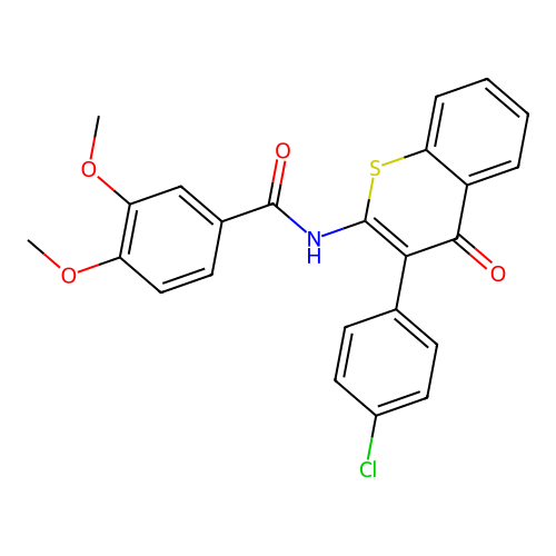 N-(3-(4-chlorophenyl)-4-oxo-4H-thiochromen-2-yl)-3,4-dimethoxybenzamide structure