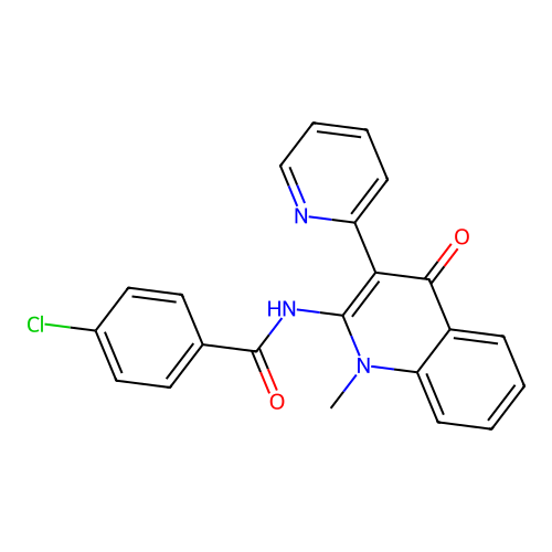 4-chloro-N-(1-methyl-4-oxo-3-(pyridin-2-yl)-1,4-dihydroquinolin-2-yl)benzamide structure