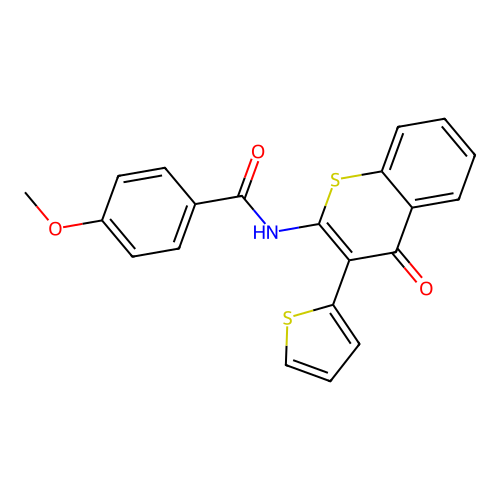 4-methoxy-N-(4-oxo-3-(thiophen-2-yl)-4H-thiochromen-2-yl)benzamide structure