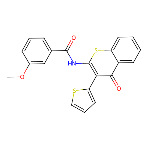3-methoxy-N-(4-oxo-3-(thiophen-2-yl)-4H-thiochromen-2-yl)benzamide structure