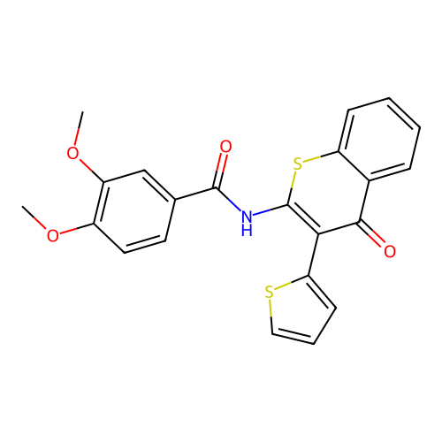 3,4-dimethoxy-N-(4-oxo-3-(thiophen-2-yl)-4H-thiochromen-2-yl)benzamide structure