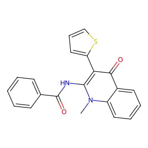 N-[1-methyl-4-oxo-3-(thiophen-2-yl)-1,4-dihydroquinolin-2-yl]benzamide structure