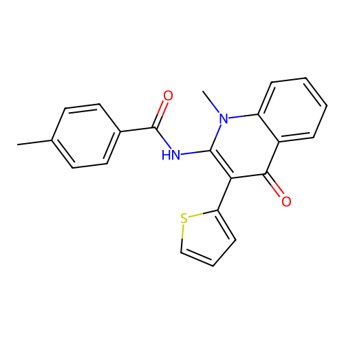 4-Methyl-N-(1-methyl-4-oxo-3-thiophen-2-yl-1,4-dihydro-quinolin-2-yl)-benzamide structure
