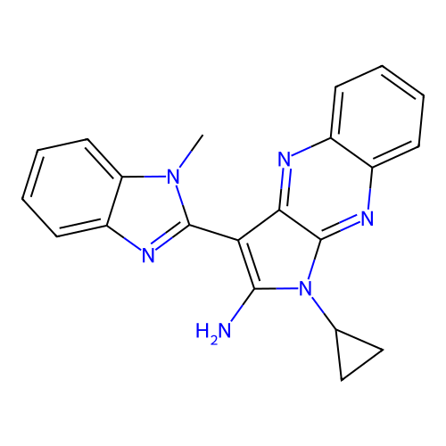 1-cyclopropyl-3-(1-methyl-1H-benzimidazol-2-yl)-1H-pyrrolo[2,3-b]quinoxalin-2-amine structure