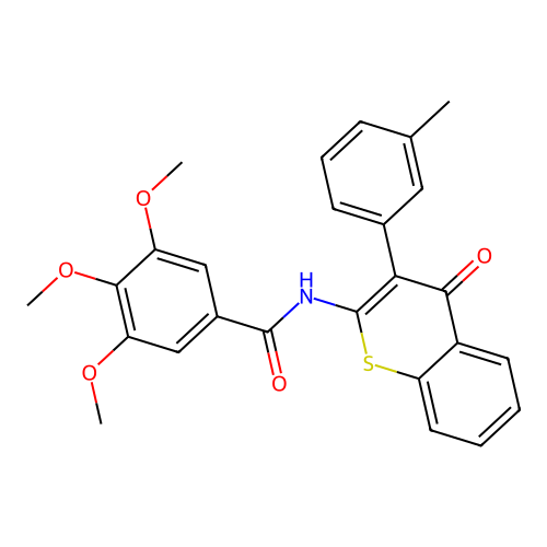 3,4,5-trimethoxy-N-[3-(3-methylphenyl)-4-oxo-4H-thiochromen-2-yl]benzamide structure
