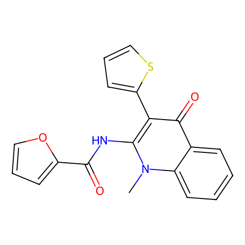 N-[1-methyl-4-oxo-3-(thiophen-2-yl)-1,4-dihydroquinolin-2-yl]furan-2-carboxamide structure