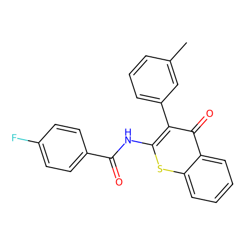 4-fluoro-N-[3-(3-methylphenyl)-4-oxo-4H-thiochromen-2-yl]benzamide structure