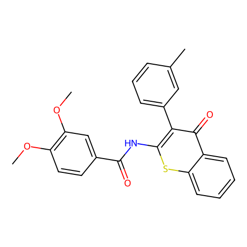 3,4-dimethoxy-N-[3-(3-methylphenyl)-4-oxo-4H-thiochromen-2-yl]benzamide structure
