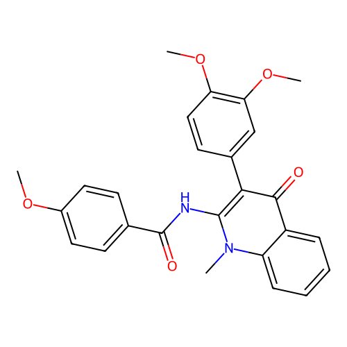 N-(3-(3,4-dimethoxyphenyl)-1-methyl-4-oxo-1,4-dihydroquinolin-2-yl)-4-methoxybenzamide structure