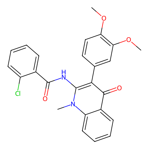 2-chloro-N-[3-(3,4-dimethoxyphenyl)-1-methyl-4-oxoquinolin-2-yl]benzamide structure