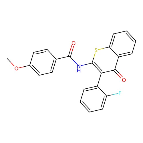 N-(3-(2-fluorophenyl)-4-oxo-4H-thiochromen-2-yl)-4-methoxybenzamide structure