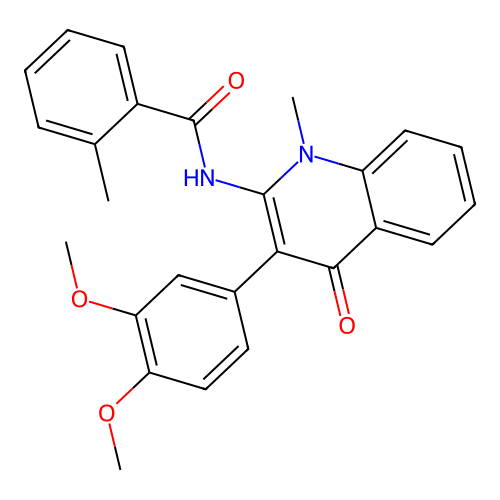 N-[3-(3,4-dimethoxyphenyl)-1-methyl-4-oxoquinolin-2-yl]-2-methylbenzamide structure