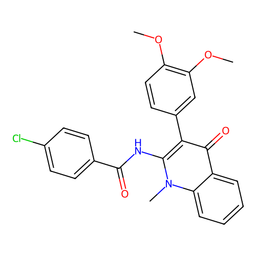 4-chloro-N-[3-(3,4-dimethoxyphenyl)-1-methyl-4-oxoquinolin-2-yl]benzamide structure