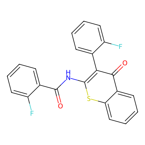 2-fluoro-N-(3-(2-fluorophenyl)-4-oxo-4H-thiochromen-2-yl)benzamide structure
