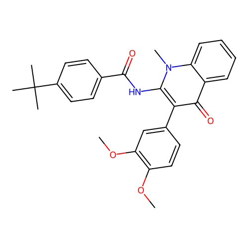 4-tert-butyl-N-[3-(3,4-dimethoxyphenyl)-1-methyl-4-oxo-1,4-dihydroquinolin-2-yl]benzamide structure