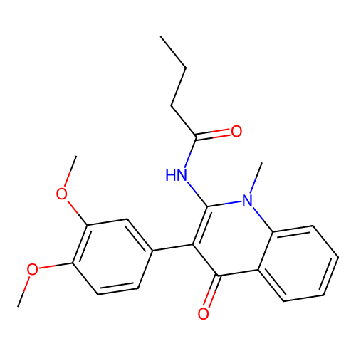 N-[3-(3,4-dimethoxyphenyl)-1-methyl-4-oxo-1,4-dihydroquinolin-2-yl]butanamide structure