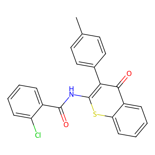 2-chloro-N-[3-(4-methylphenyl)-4-oxo-4H-thiochromen-2-yl]benzamide structure