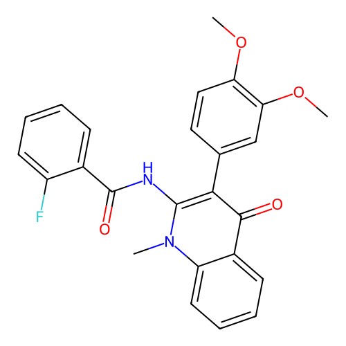 N-[3-(3,4-dimethoxyphenyl)-1-methyl-4-oxoquinolin-2-yl]-2-fluorobenzamide structure