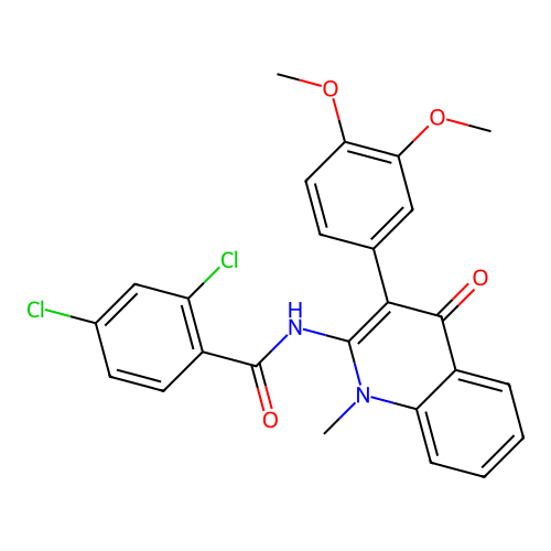 2,4-dichloro-N-(3-(3,4-dimethoxyphenyl)-1-methyl-4-oxo-1,4-dihydroquinolin-2-yl)benzamide structure