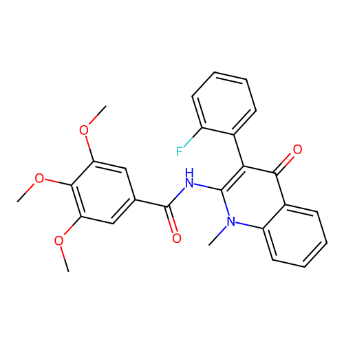 N-(3-(2-fluorophenyl)-1-methyl-4-oxo-1,4-dihydroquinolin-2-yl)-3,4,5-trimethoxybenzamide structure