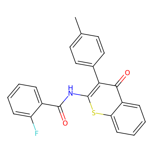2-fluoro-N-[3-(4-methylphenyl)-4-oxo-4H-thiochromen-2-yl]benzamide structure