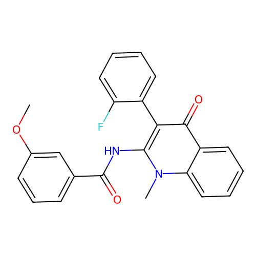 N-[3-(2-fluorophenyl)-1-methyl-4-oxoquinolin-2-yl]-3-methoxybenzamide structure