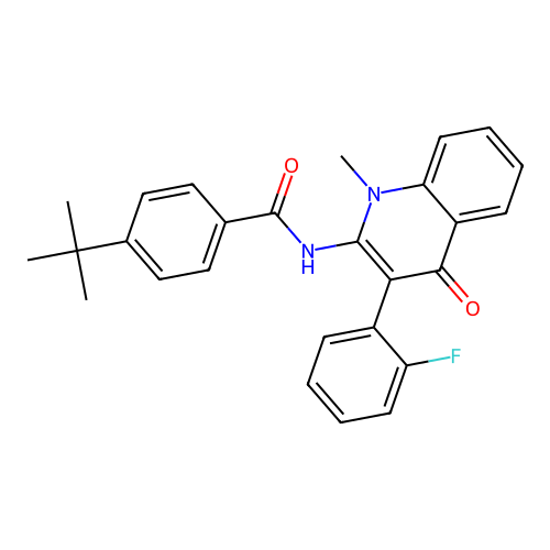 4-tert-butyl-N-[3-(2-fluorophenyl)-1-methyl-4-oxoquinolin-2-yl]benzamide structure