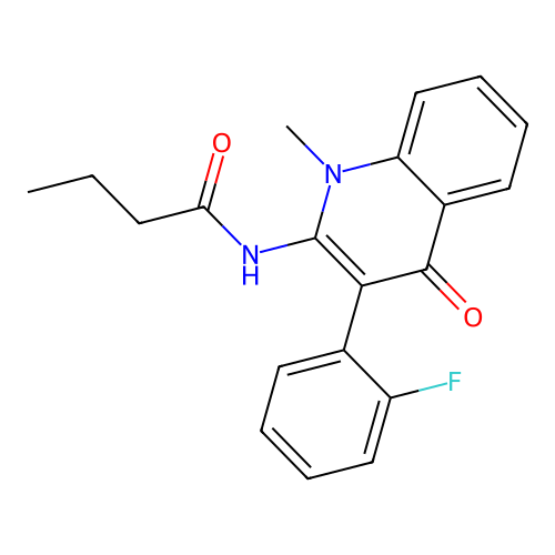 N-[3-(2-fluorophenyl)-1-methyl-4-oxo-1,4-dihydroquinolin-2-yl]butanamide structure
