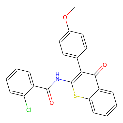 2-chloro-N-(3-(4-methoxyphenyl)-4-oxo-4H-thiochromen-2-yl)benzamide structure