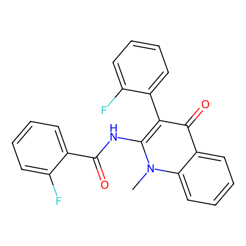 2-fluoro-N-(3-(2-fluorophenyl)-1-methyl-4-oxo-1,4-dihydroquinolin-2-yl)benzamide structure