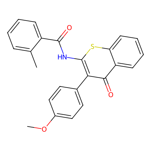 N-(3-(4-methoxyphenyl)-4-oxo-4H-thiochromen-2-yl)-2-methylbenzamide structure