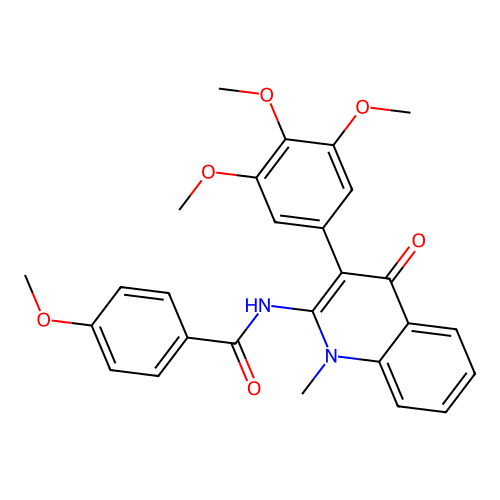4-methoxy-N-[1-methyl-4-oxo-3-(3,4,5-trimethoxyphenyl)quinolin-2-yl]benzamide structure