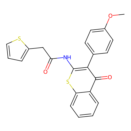 N-(3-(4-methoxyphenyl)-4-oxo-4H-thiochromen-2-yl)-2-(thiophen-2-yl)acetamide structure