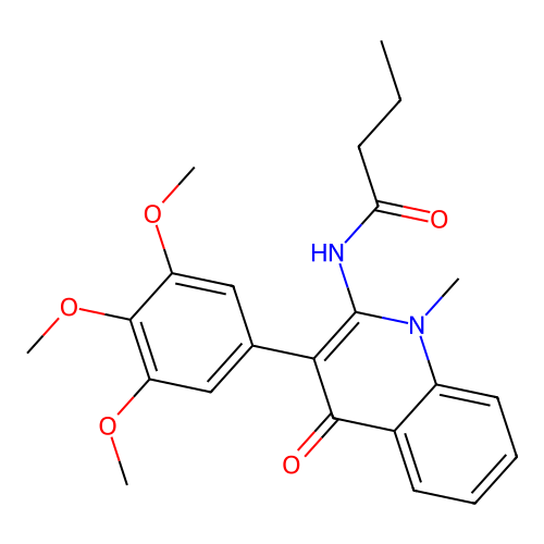 N-[1-methyl-4-oxo-3-(3,4,5-trimethoxyphenyl)-1,4-dihydroquinolin-2-yl]butanamide structure