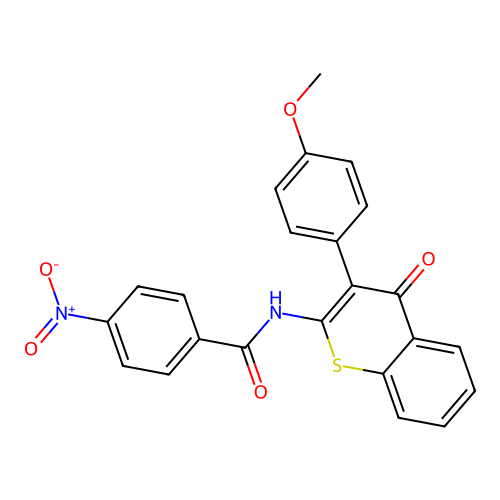 N-(3-(4-methoxyphenyl)-4-oxo-4H-thiochromen-2-yl)-4-nitrobenzamide structure