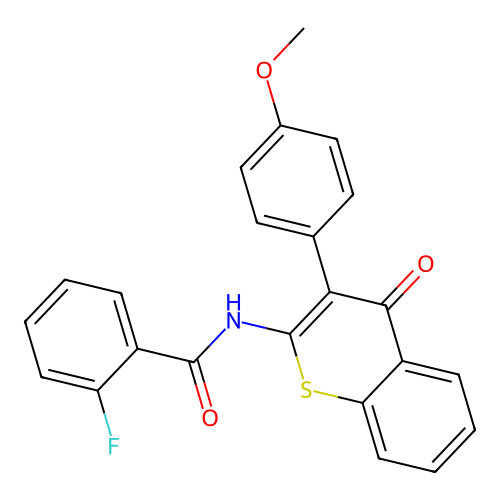 2-fluoro-N-(3-(4-methoxyphenyl)-4-oxo-4H-thiochromen-2-yl)benzamide structure