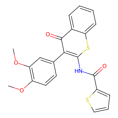 N-[3-(3,4-dimethoxyphenyl)-4-oxo-4H-thiochromen-2-yl]thiophene-2-carboxamide structure