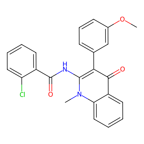 2-chloro-N-[3-(3-methoxyphenyl)-1-methyl-4-oxoquinolin-2-yl]benzamide structure