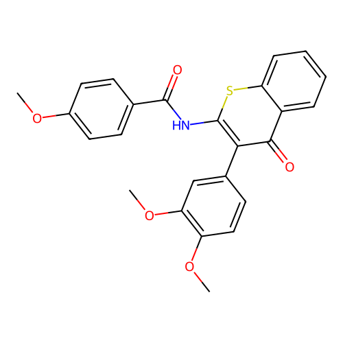 N-(3-(3,4-dimethoxyphenyl)-4-oxo-4H-thiochromen-2-yl)-4-methoxybenzamide structure